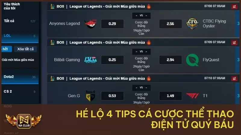 Hé lộ 4 tips cá cược thể thao điện tử quý báu