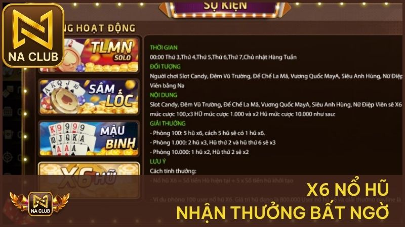 Khuyến Mãi Na99 - Cập Nhật Những Ưu Đãi Hot Nhất 2025 6 X6 lần nổ hũ - Nhận quả siêu khủng mỗi ngày