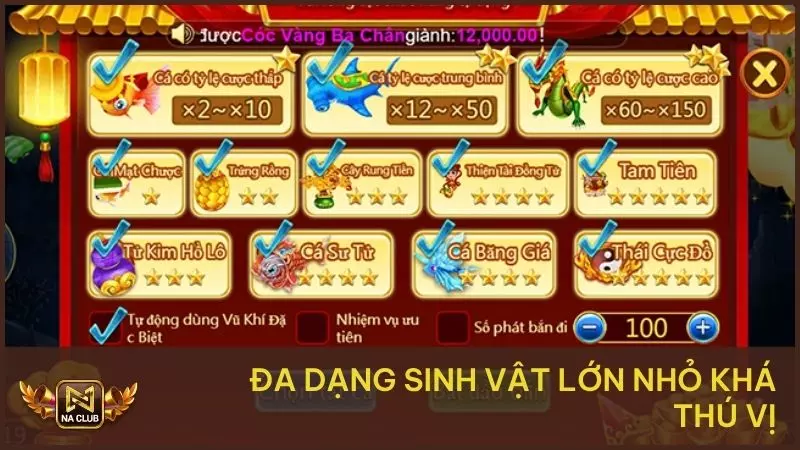 Tam Tiên Bắn Cá - Game Săn Cá Lý Tưởng Cho Người Chơi 2 Đa dạng sinh vật lớn nhỏ khá thú vị