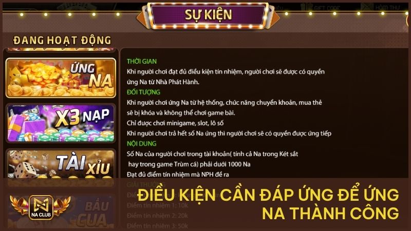 Điều kiện cần đáp ứng để ứng NA thành công