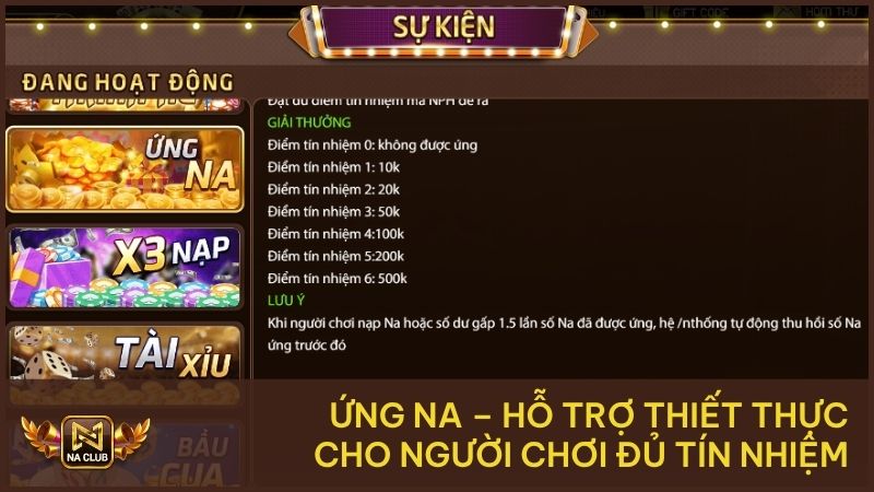 Ứng NA – Hỗ Trợ Thiết Thực Cho Người Chơi Đủ Tín Nhiệm 2 Ứng NA – Hỗ Trợ Thiết Thực Cho Người Chơi Đủ Tín Nhiệm